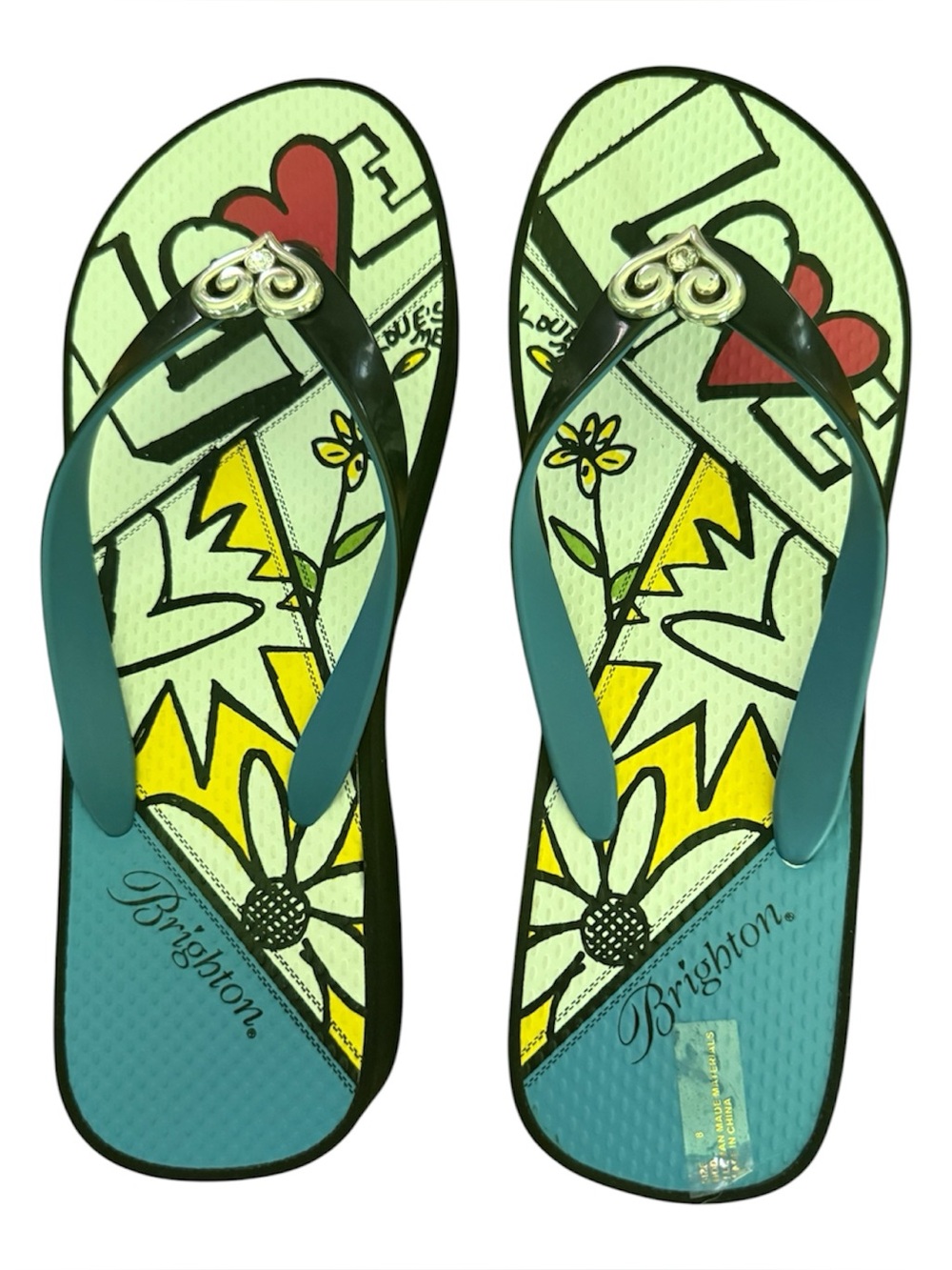 Brighton Heart-Embellished Flip Flops Size 8 NWOT - Picture 2 of 3
